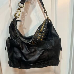 Steve Madden Black Hobo Bag with Gold Studs